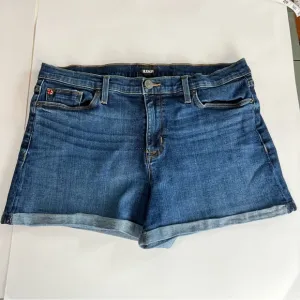 Hudson Asha Mid-Rise Cuffed Denim Shorts, Size 32, Medium Wash
