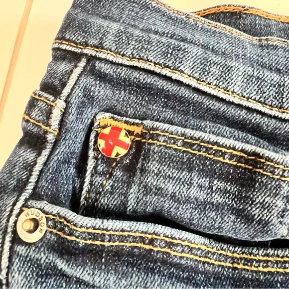 Hudson Asha Mid-Rise Cuffed Denim Shorts, Size 32, Medium Wash