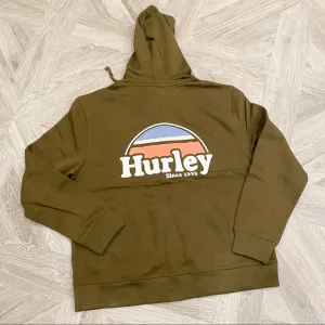 HURLEY Rise and Jam CVC Hoodie Sherpa Lined Full Zip Olive New Size XL