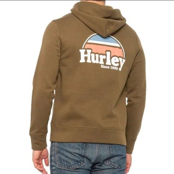 HURLEY Rise and Jam CVC Hoodie Sherpa Lined Full Zip Olive New Size XL