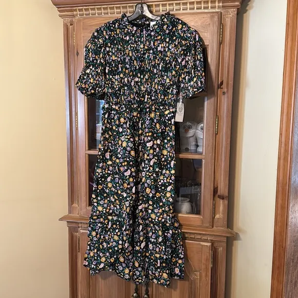 HYACINTH HOUSEBlack Multi Floral Smocked Samantha Midi Dress