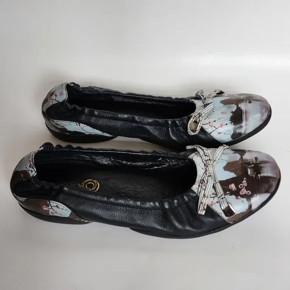 ICON black Japanese artisan leather ballet flats size 40