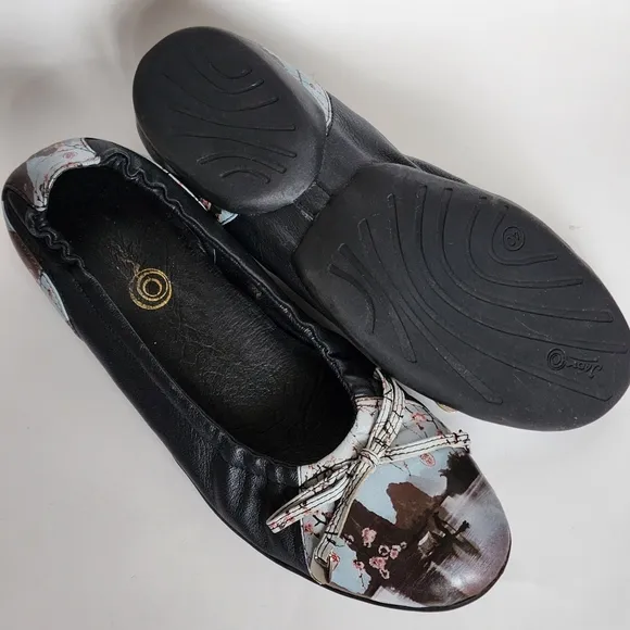 ICON black Japanese artisan leather ballet flats size 40