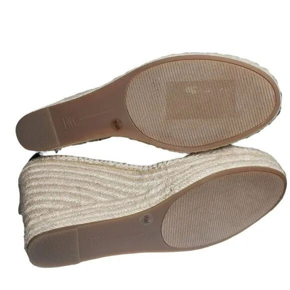INC Womens Black Open Toe Wedge Ankle Strap Espadrille Platform Sandals Size 9.5