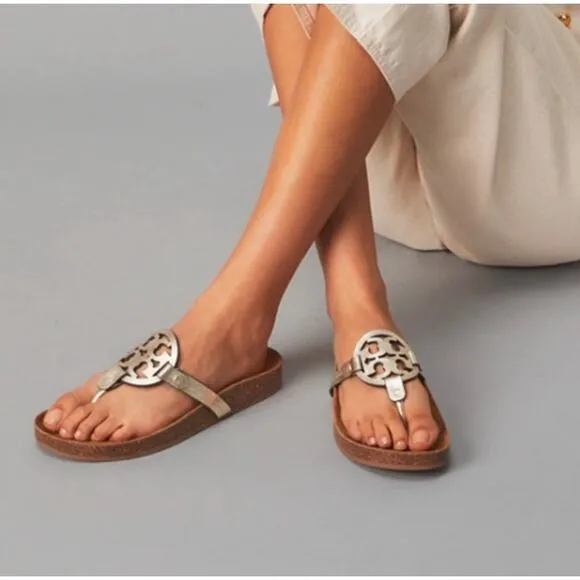 IOB Tory Burch Miller Cloud Metallic Sandals in Spark Gold Size 9 1/2