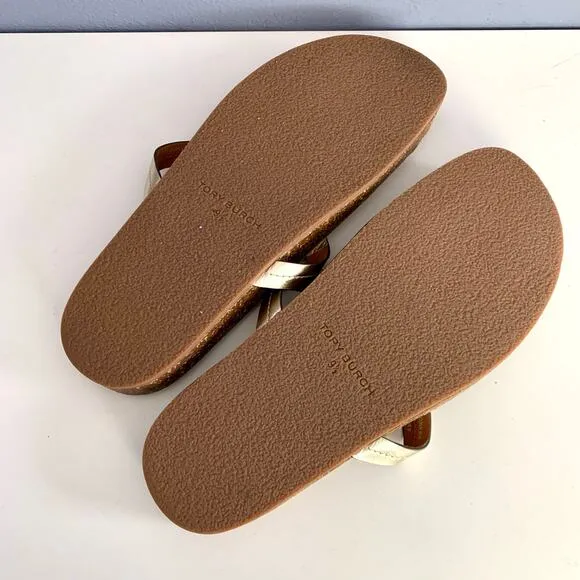 IOB Tory Burch Miller Cloud Metallic Sandals in Spark Gold Size 9 1/2