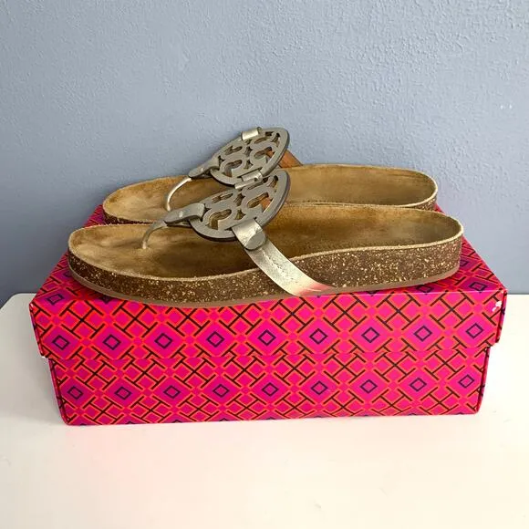 IOB Tory Burch Miller Cloud Metallic Sandals in Spark Gold Size 9 1/2