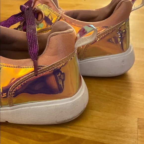 Iridescent Sequined Sneakers with Metallic Purple Laces