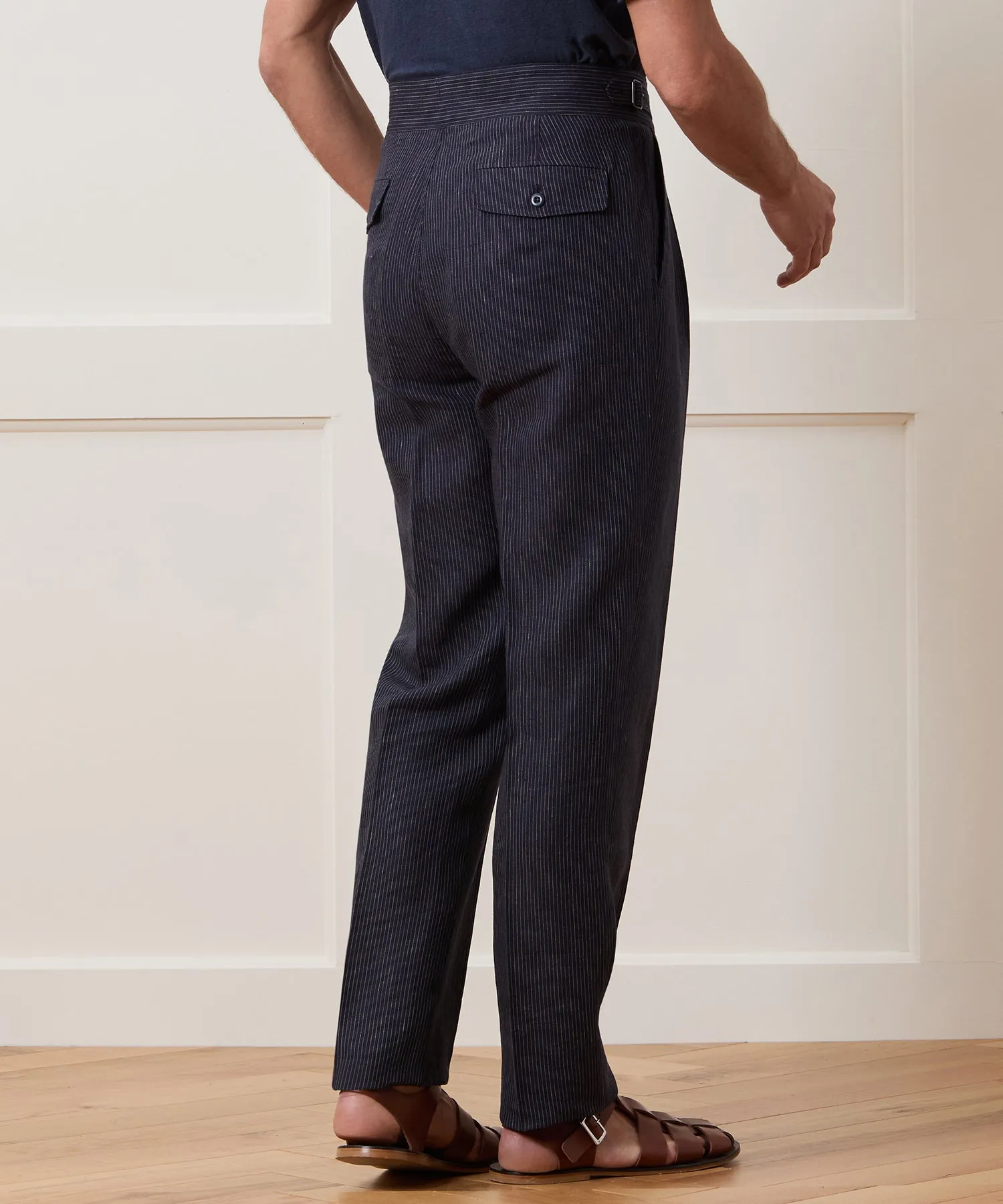 Irish Linen Striped Gurkha Trouser