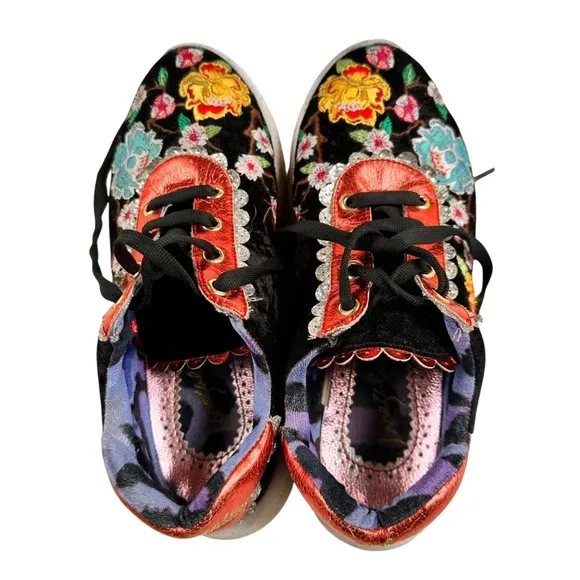 Irregular Choice Velvet Floral Sneakers – Size 8