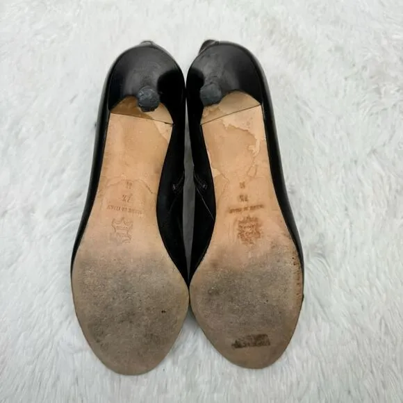 ISAAC MIZRAHI / black leather heeled tall ankle boots / 7.5