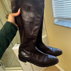 Italian Leather Leather Zip Up Riding Boots