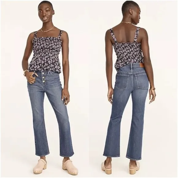 J. Crew 10&quot; Demi-Boot Crop Jean in Stone Street Wash