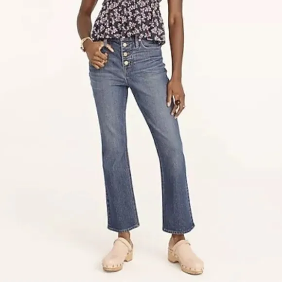 J. Crew 10&quot; Demi-Boot Crop Jean in Stone Street Wash
