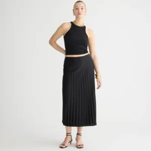 J. Crew Gwyneth Pleated Slip Skirt Black