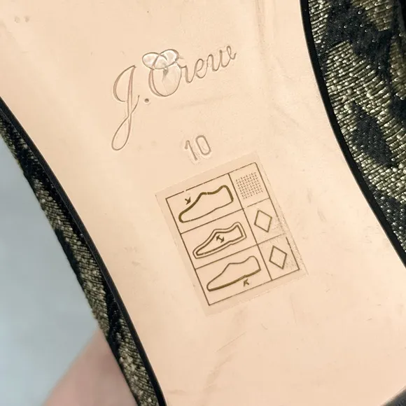 J. Crew Leopard Jacquard Metallic Slip On Smoking Loafer Flats Black Gold 10
