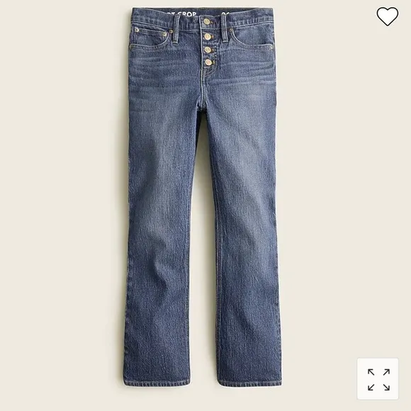 J. Crew NWT 10&quot; demi-boot crop jean in Stone Street wash. Button fly Item BF545