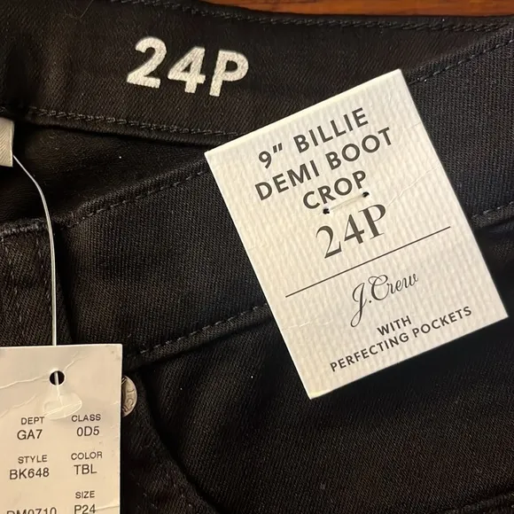 J. Crew Petite 9&quot; demi boot crop jean BK648 Stay Black wash 24P 24