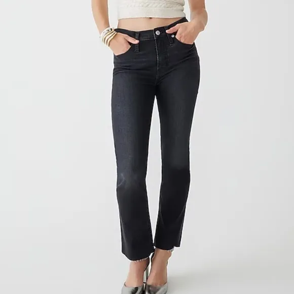 J crew Petite 9&quot; demi-boot crop jean in Charcoal wash