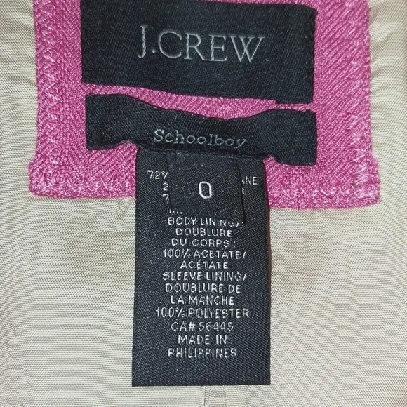 J. Crew Pink Schoolboy Style Design Preppy Lightweight Blazer Jacket Size 0