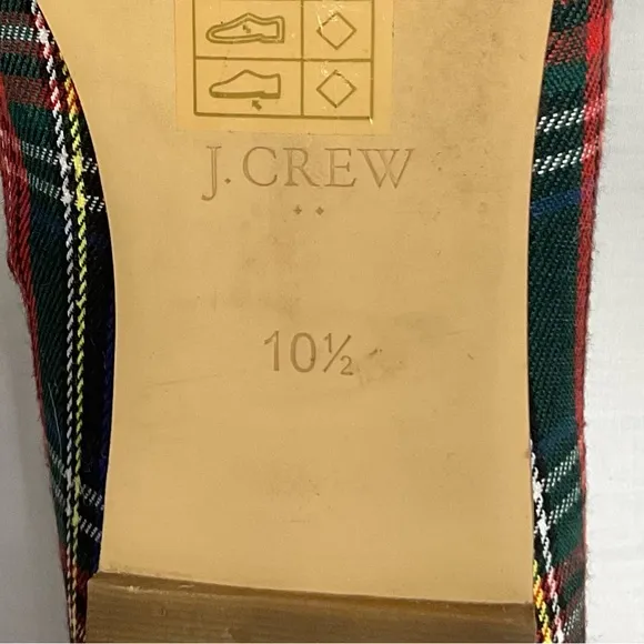 J. Crew Plaid Smoking Loafers Stewart Tartan Black Red Sz 10.5 Flats Slip-on