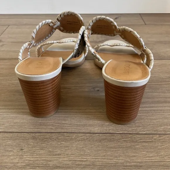 Jack Rogers | Lauren Mid-Heel Snake-Print Slide Sandals | Size 8.5