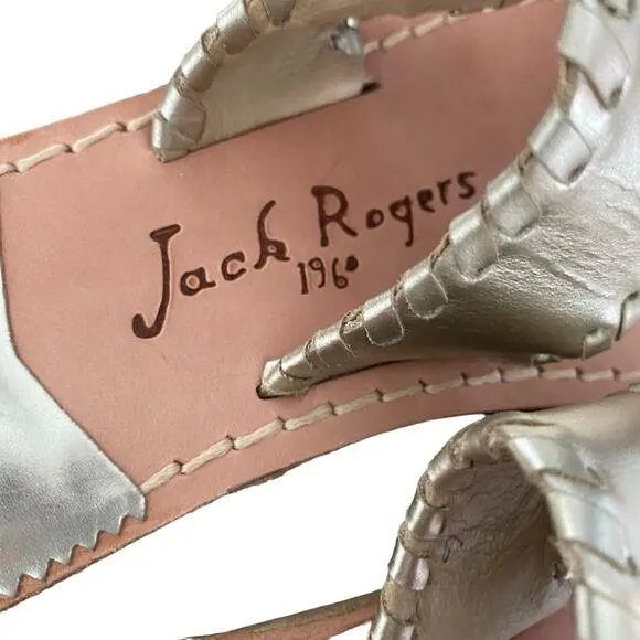 Jack Rogers Whipstich Cherry Gold Thong Sandals size 6