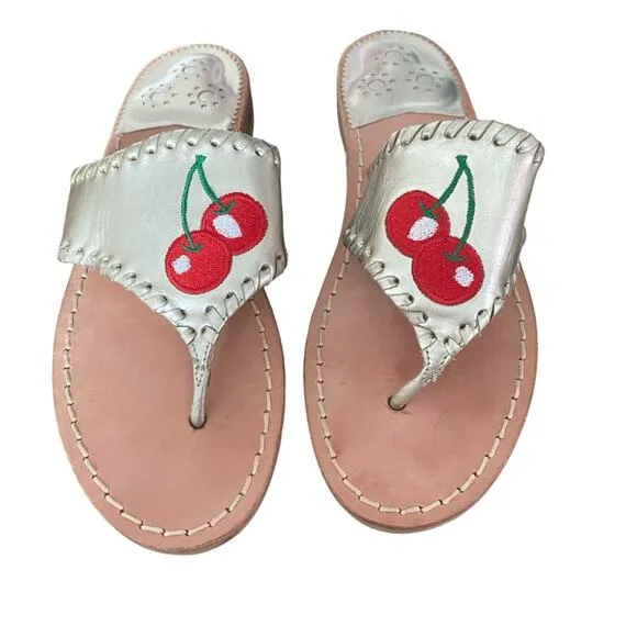 Jack Rogers Whipstich Cherry Gold Thong Sandals size 6