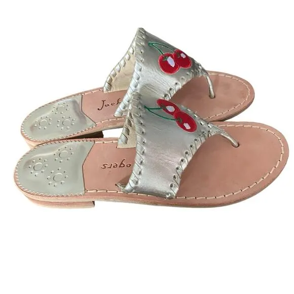 Jack Rogers Whipstich Cherry Gold Thong Sandals size 6