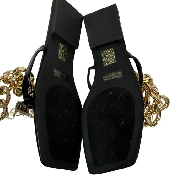 Jeffrey Campbell Ring On It Flat Ankle Chain Ringstone Flip Flop Sandals size 7