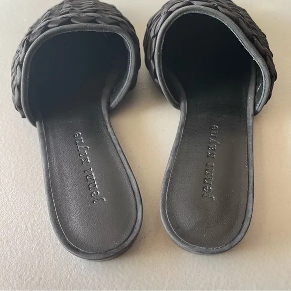 Jenni Kayne Silk Braided Black Mules / Slide Flats EU37 US7 Made in Italy
