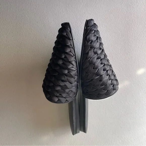 Jenni Kayne Silk Braided Black Mules / Slide Flats EU37 US7 Made in Italy
