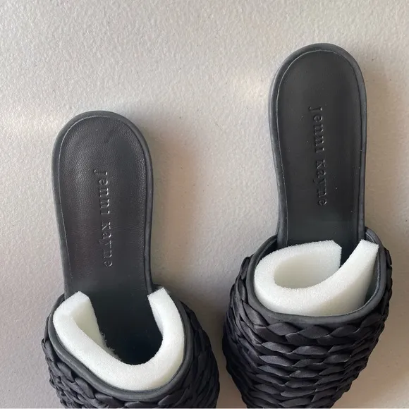 Jenni Kayne Silk Braided Black Mules / Slide Flats EU37 US7 Made in Italy