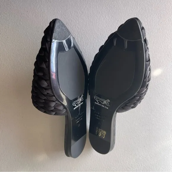 Jenni Kayne Silk Braided Black Mules / Slide Flats EU37 US7 Made in Italy
