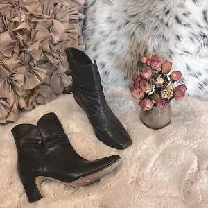 Jennifer Gucci Tia Brown Leather Heeled Ankle Boots Sz 8