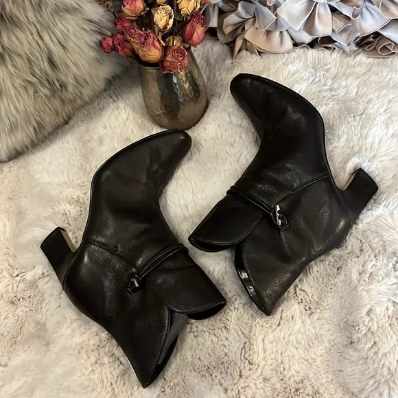 Jennifer Gucci Tia Brown Leather Heeled Ankle Boots Sz 8