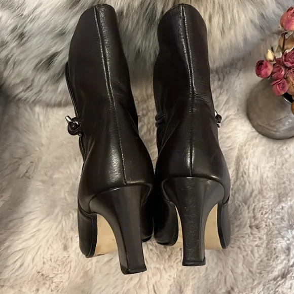 Jennifer Gucci Tia Brown Leather Heeled Ankle Boots Sz 8