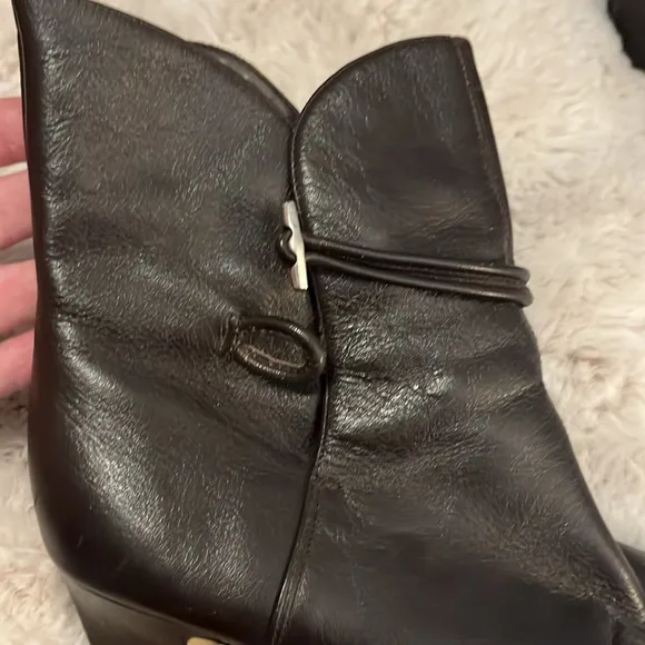 Jennifer Gucci Tia Brown Leather Heeled Ankle Boots Sz 8