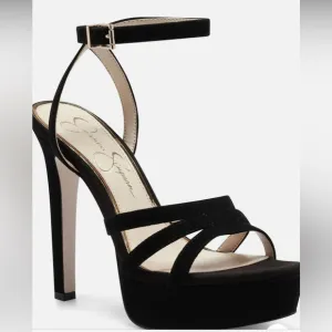 Jessica Simpson Balina 2 Black Suede Ankle Strap Platform Sandal Sz.9M