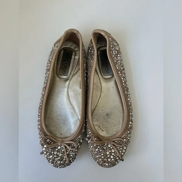 Jimmy Choo Crystal Embellished Ballet Flats. Excellent Condition. Size 6.5