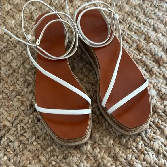 Jimmy Choo Drive Ankle Strap Espadrille Wedge Sandal 37.5