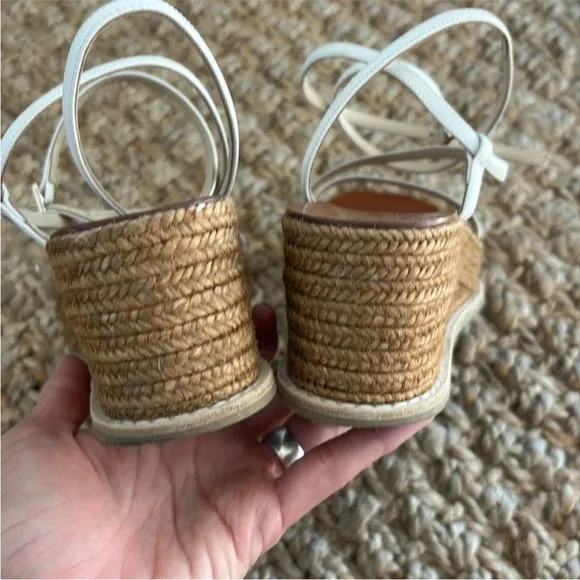 Jimmy Choo Drive Ankle Strap Espadrille Wedge Sandal 37.5