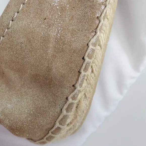 Jimmy Choo Pow Light Brown Shimmery Jute Flat Espadrilles EU 40 US 9