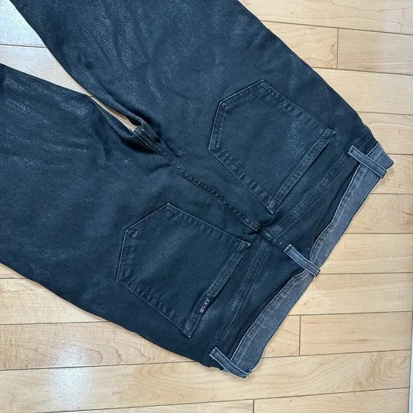 JOE'S Sedna Black Denim Coated Jeans Size 29 High Rise Straight Leg