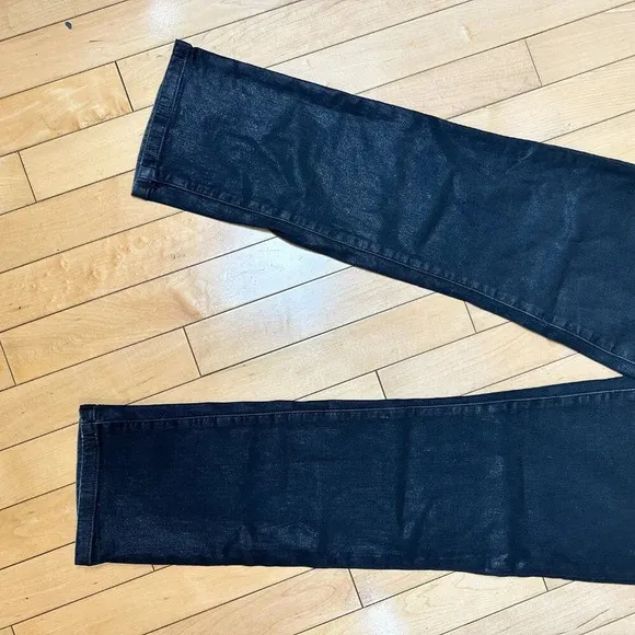 JOE'S Sedna Black Denim Coated Jeans Size 29 High Rise Straight Leg