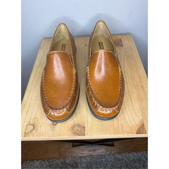 Johnston &amp; Murphy Boys BK Lock-in Venetian Leather Loafers Tan Size 7M