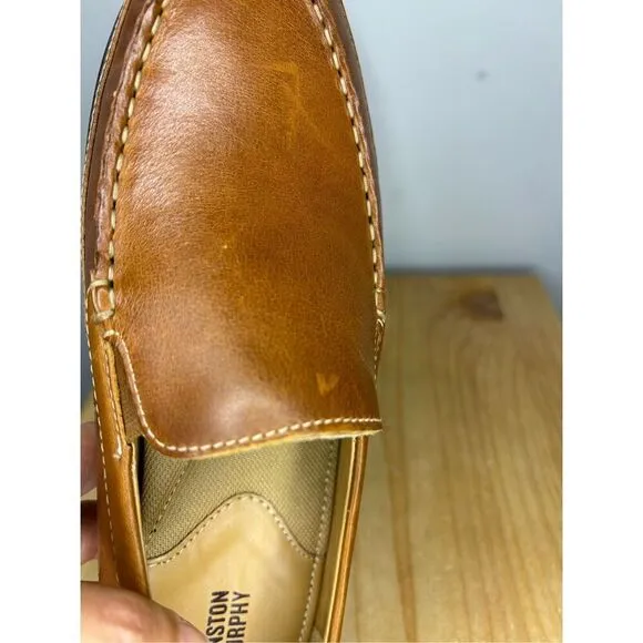 Johnston &amp; Murphy Boys BK Lock-in Venetian Leather Loafers Tan Size 7M