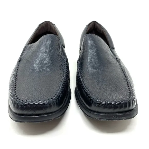 Johnston &amp; Murphy Crawford Venetian Loafer Black Tumbled FG Leather EEE WIDTH
