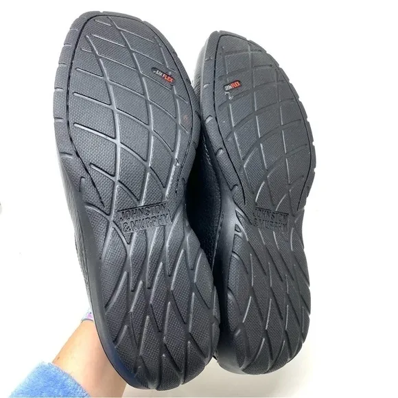Johnston &amp; Murphy Crawford Venetian Loafer Black Tumbled FG Leather EEE WIDTH