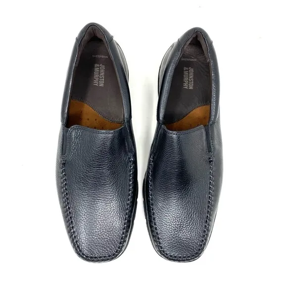 Johnston &amp; Murphy Crawford Venetian Loafer Black Tumbled FG Leather EEE WIDTH